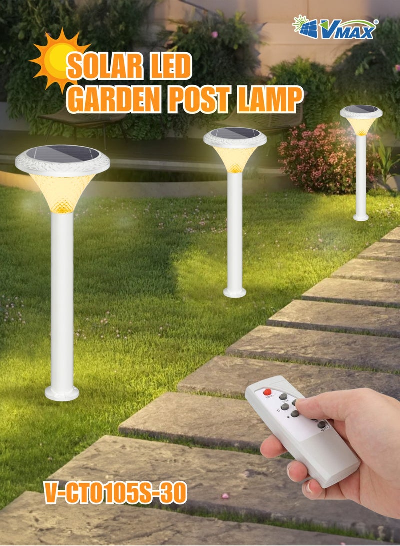 Vmax Solar Garden Post Light-80Cm-White, Remote-Controlled LED Outdoor Solar Lamp, 3000K(Warm)/4000K(Neutral)/6500K(Cool) White Light, 3 Color Changing, 7500 MAh Battery, For Garden Yard Lawn Patio Pathway  - Image 2