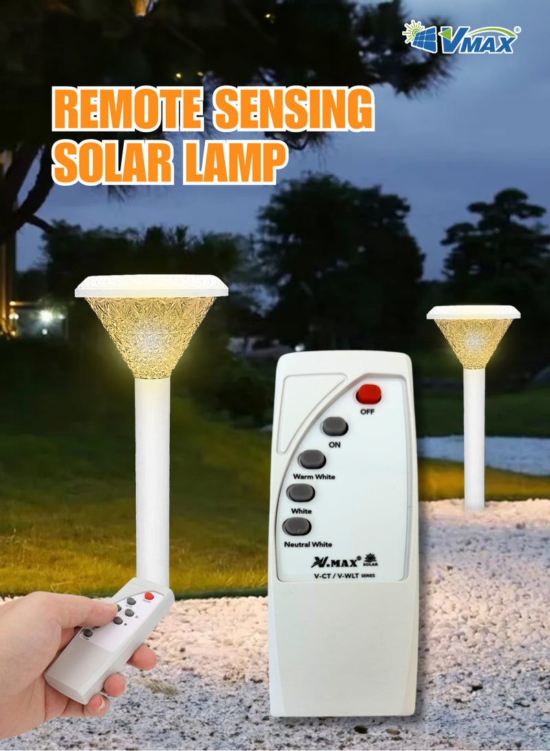 Vmax Solar Garden Post Light-80Cm-White, Remote-Controlled LED Outdoor Solar Lamp, 3000K(Warm)/4000K(Neutral)/6500K(Cool) White Light, 3 Color Changing, 7500 MAh Battery, For Garden Yard Lawn Patio Pathway  - Image 3
