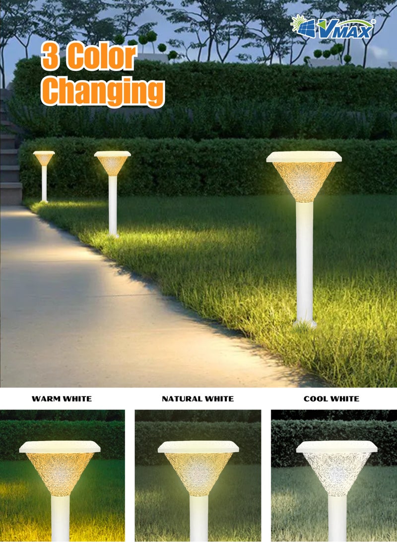 Vmax Solar Garden Post Light-80Cm-White, Remote-Controlled LED Outdoor Solar Lamp, 3000K(Warm)/4000K(Neutral)/6500K(Cool) White Light, 3 Color Changing, 7500 MAh Battery, For Garden Yard Lawn Patio Pathway  - Image 4
