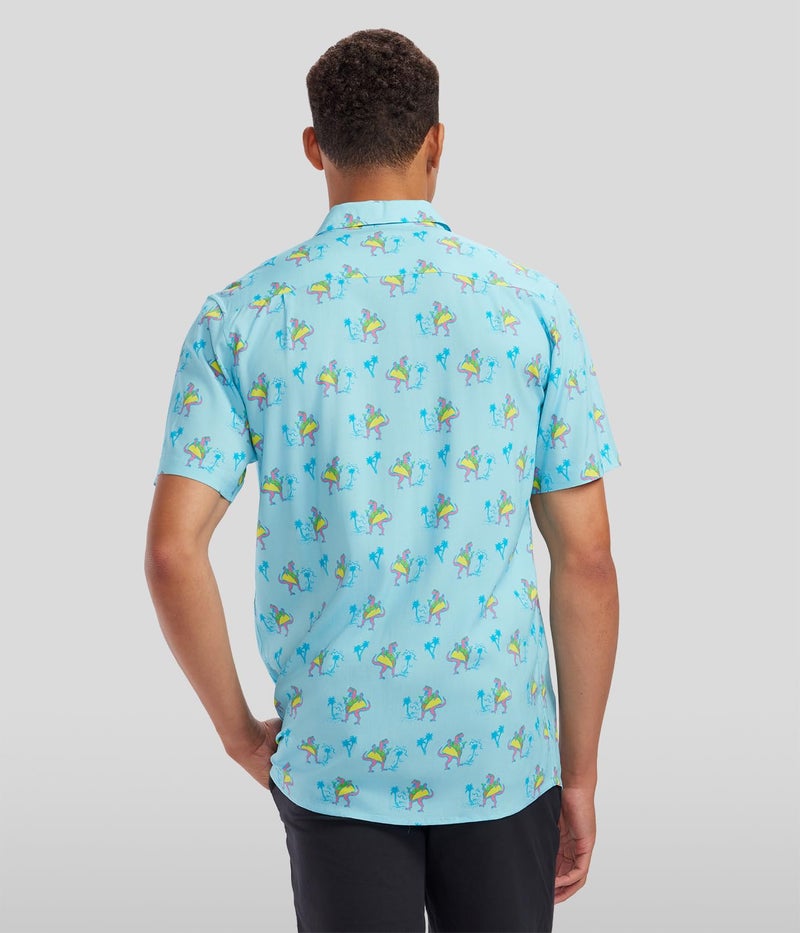 Tipsy Elves Blue Tacosaurus Hawaiian Shirts for Men - Casual Beach & Summer Party Shirts for Men - Stretch Fabric with Modern Fit - Fun Design for Parties & Vacation - X-Large - Image 3