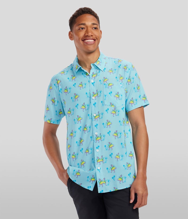 Tipsy Elves Blue Tacosaurus Hawaiian Shirts for Men - Casual Beach & Summer Party Shirts for Men - Stretch Fabric with Modern Fit - Fun Design for Parties & Vacation - X-Large - Image 2