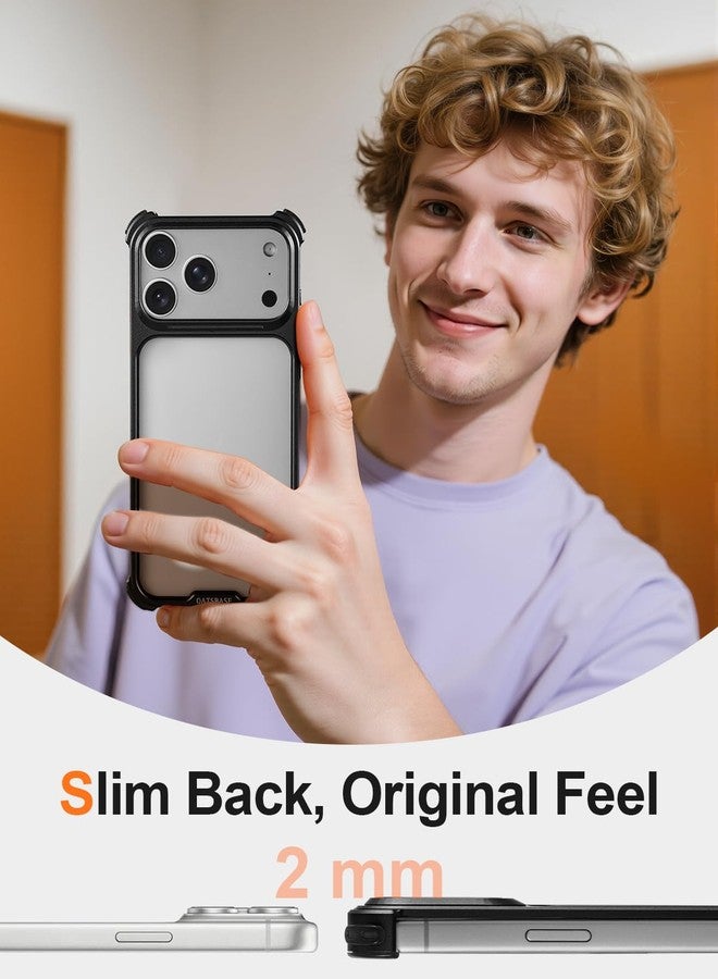 OATSBASF for iPhone 17 Pro Max Bumper Case, Metal Aluminum Frameless Slim, No Back Design Compatible with MagSafe, Shockproof Phone Case 6.9 inch, Black - Image 2