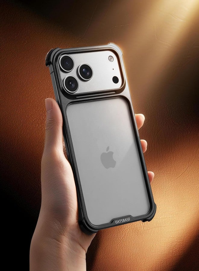 OATSBASF for iPhone 17 Pro Max Bumper Case, Metal Aluminum Frameless Slim, No Back Design Compatible with MagSafe, Shockproof Phone Case 6.9 inch, Black - Image 5