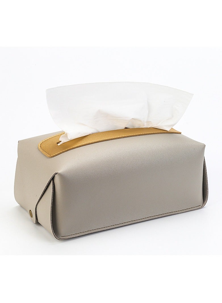Stitching Colors, Minimalist Style Leather Tissue Box – Home Decorations for Living Room, Bedroom and Office, Tissue Box Cover for Car 