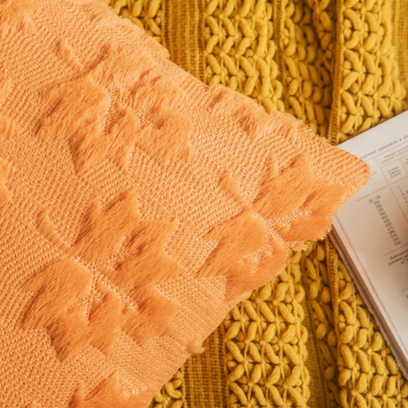 Cosibono Maple Leaf Fall Dhrow Convels Covers 18 "" x18 "مجموعة من أغطية وسادة مزرعة مزرعة من مزرعة Orange لحضور أغطية وسادة الفراء في الخريف. - Image 3