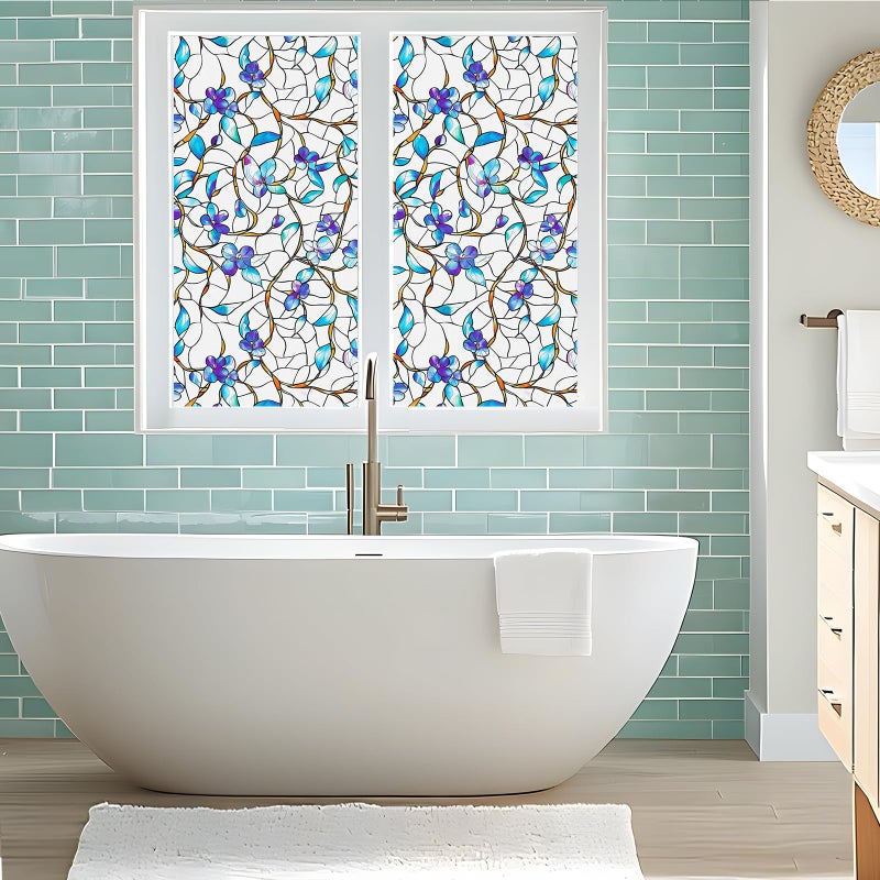 SOMWISE Frosted Glass Window Film, Heat Insulation, UV Block, Anti-Glare, One Way Privacy Tint, Static Cling for Home Bathroom Door, Renter Friendly, Day & Night Privacy - Image 5