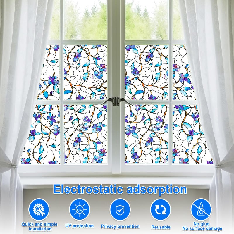 SOMWISE Frosted Glass Window Film, Heat Insulation, UV Block, Anti-Glare, One Way Privacy Tint, Static Cling for Home Bathroom Door, Renter Friendly, Day & Night Privacy - Image 2