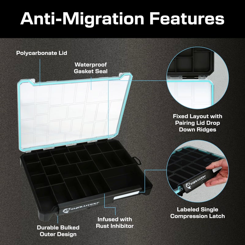 Evolution Outdoor Evolution Fishing BallistiX Terminal Tackle Tray - Waterproof, Anti-Corrosion, One Hand Latch, Clear Lid, Lure Box, Tackle Storage - Image 3