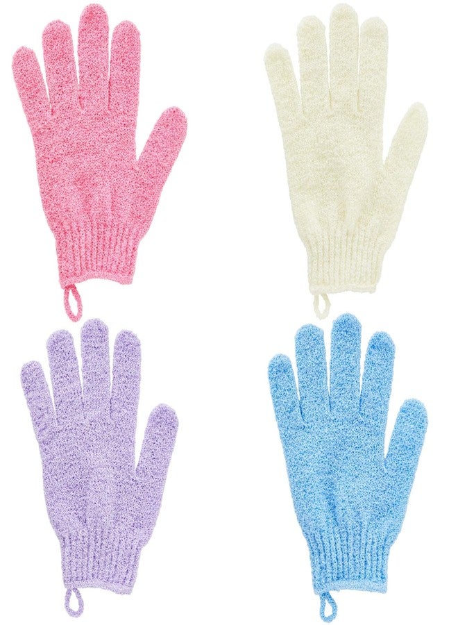 Juvale 4 Pairs Body Exfoliating Gloves for Shower, Bath Scrub Wash Mitt for Women, Men, Spa, Massage (Pink, Purple, Blue, Beige) - Image 4