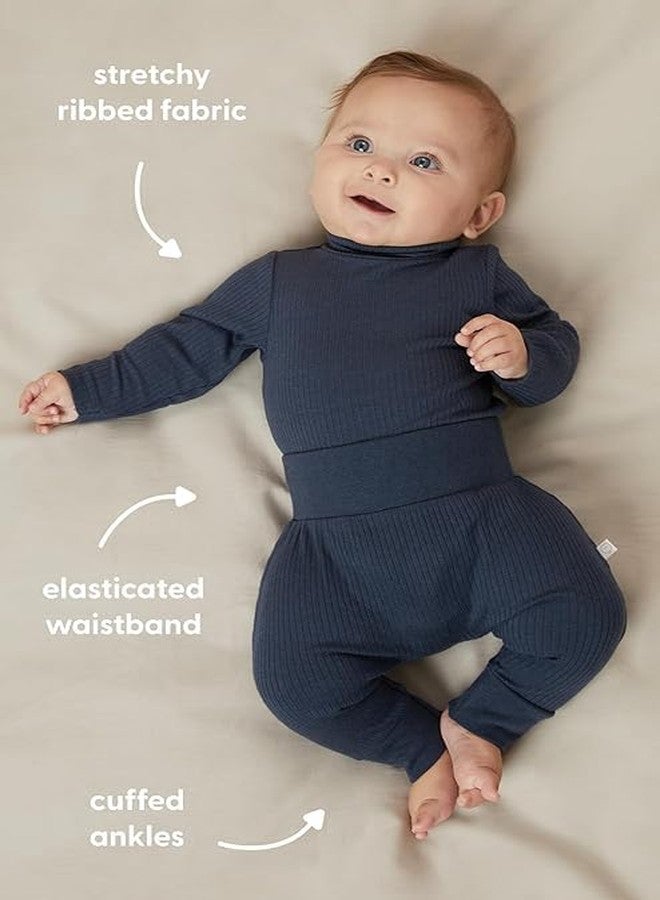 MORI Baby Premium Joggers in Ribbed Blush - Comfortable Fit Breathable Everyday Pants - Elastic Waist Bottoms - 6-9 Months - Image 2