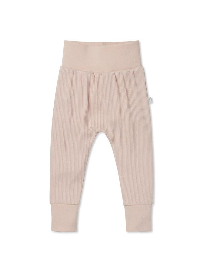 MORI Baby Premium Joggers in Ribbed Blush - Comfortable Fit Breathable Everyday Pants - Elastic Waist Bottoms - 6-9 Months - Image 1