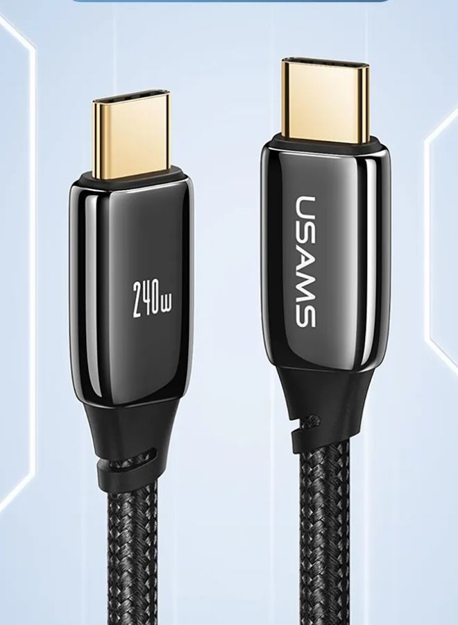 Usams USB C Cable 2M, Braided 240W Power Delivery PD Fast charge Cable USB C to USB C Compatible for iPad mini 6，MacBook Pro 2021 14" 16", MacBook Air, iPad Pro 12.9", Samsung S21+, Huawei P30 black - Image 1