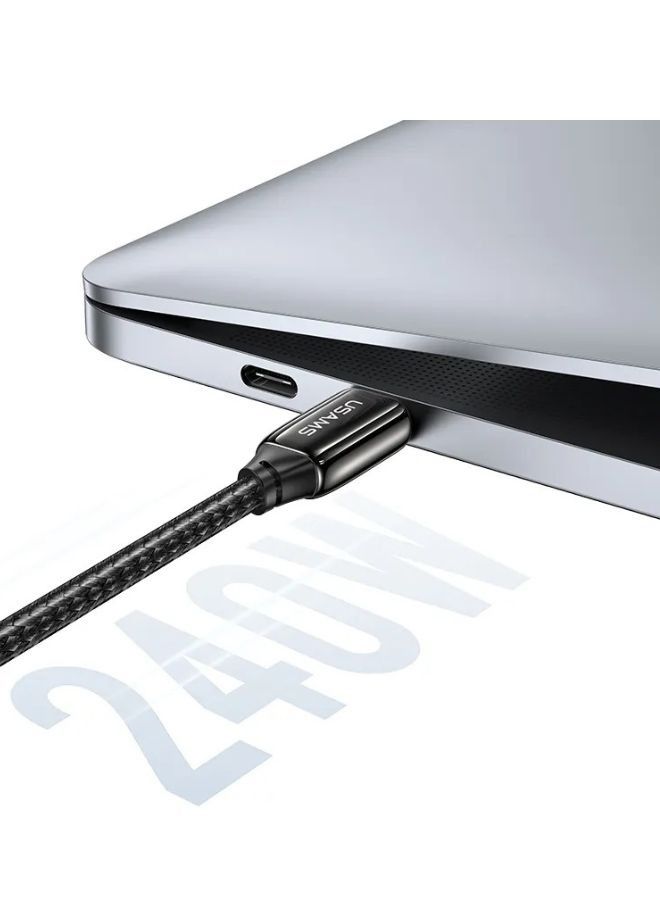 Usams USB C Cable 2M, Braided 240W Power Delivery PD Fast charge Cable USB C to USB C Compatible for iPad mini 6，MacBook Pro 2021 14" 16", MacBook Air, iPad Pro 12.9", Samsung S21+, Huawei P30 black - Image 4
