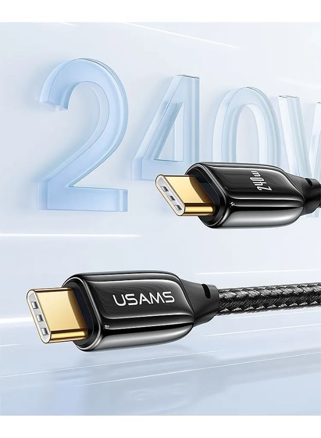 Usams USB C Cable 2M, Braided 240W Power Delivery PD Fast charge Cable USB C to USB C Compatible for iPad mini 6，MacBook Pro 2021 14" 16", MacBook Air, iPad Pro 12.9", Samsung S21+, Huawei P30 black - Image 2
