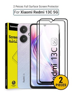 huanmate 2 Pieces Xiaomi Redmi 13C 5G Screen Protector – Premium Edge to Edge Tempered Glass, High Transparency, Delicate Touch, Anti-Explosion, Smooth Arc Edges, Easy Installation  - Image 1