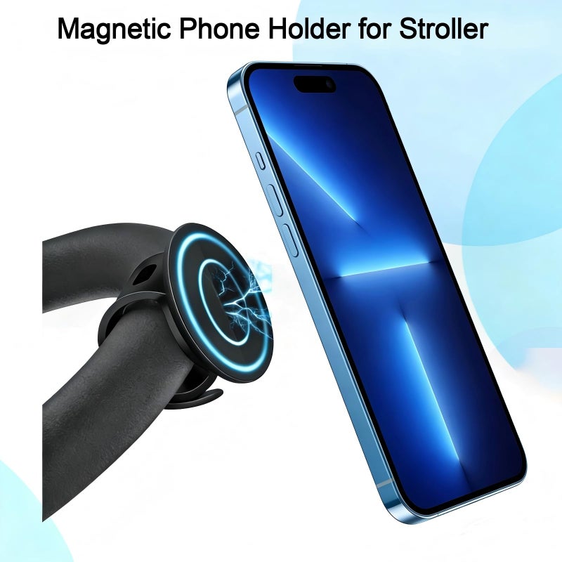 Aerbeis Stroller Phone Holder for Magsafe iPhone 17 16 15 14 13 12 Steering Wheel Phone Mount for Peloton, GYM, Treadmill, Wrist, Shopping Carts, Bikes, Bar Magnetic Mount Adapter Accessories for All Phones - Image 2