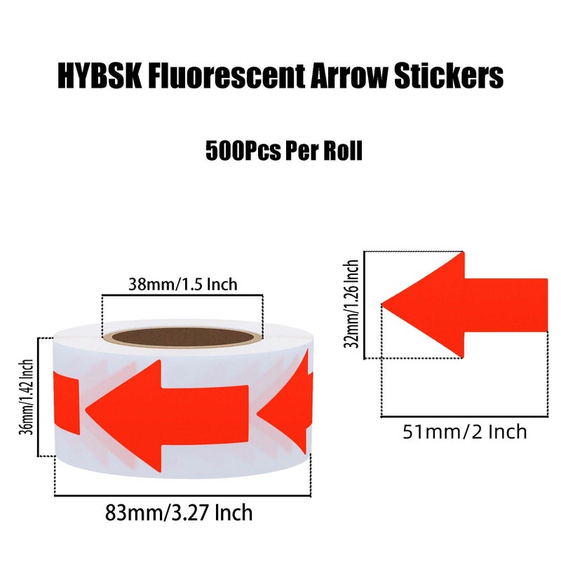 Hybsk Arrow Stickers Bright Eye-Catching Versatile Arrow Signs for Office Marking Plans Total 500 Labels Per Roll (Fluorescence Red) - Image 4