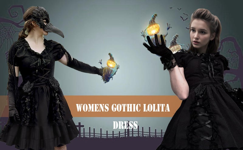 GOLDSTITCH Womens Gothic Lolita Dress Classic Black Layered Lace-up Fancy Dress Costume - Image 3