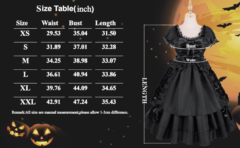 GOLDSTITCH Womens Gothic Lolita Dress Classic Black Layered Lace-up Fancy Dress Costume - Image 5