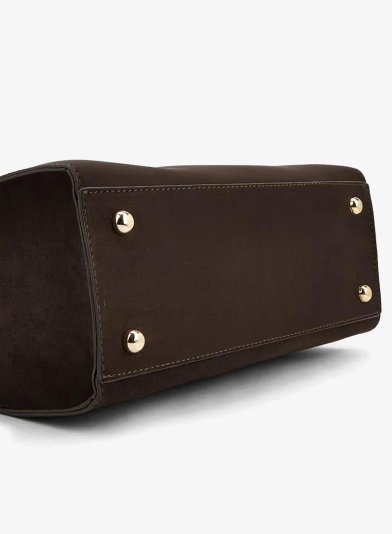Peppermint BROWN Metallic Accent Crossbody Bag With Detachable Strap for Women | Best Price UAE