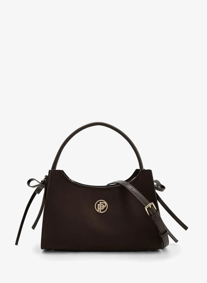 Metallic Accent Crossbody Bag With Detachable Strap