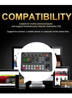 BORTONY Live Sound Card Audio Mixer Podcast Audio Interface with DJ Mixer 16 Special Effects Ambient Sound Voice Changer Live Broadcast Sound Card Intelligent Noise Reduction Sound Card for Studio Recording Model F998  - Image 2