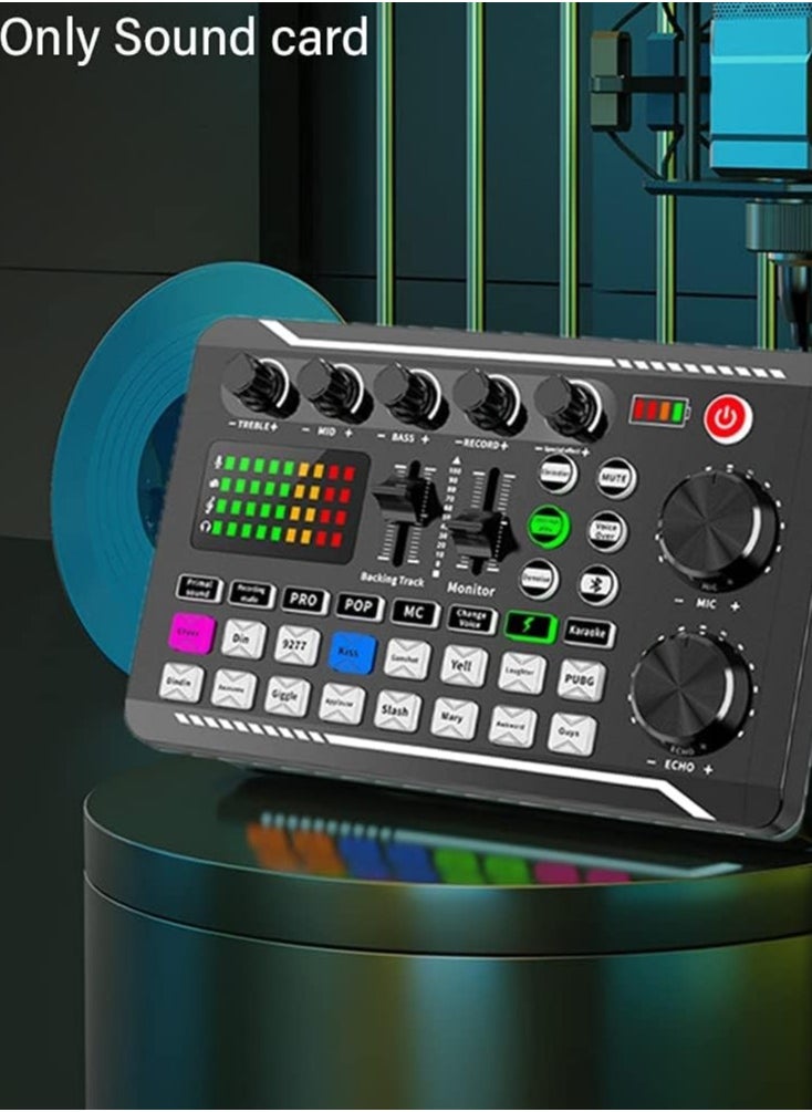BORTONY - Live Sound Card Audio Mixer Podcast Audio Interface with DJ Mixer 16 Special Effects Ambient Sound Voice Changer Live Broadcast Sound Card Intelligent Noise Reduction Sound Card for Studio Recording Model F998 - Image 1