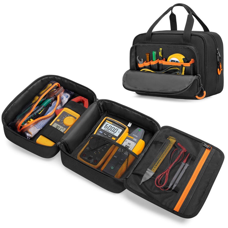 Rexmica Carrying Bag Compatible with Fluke Digital Multimeter/325 Clamp Multimeter, Electric Tester Tool Storage Bag with Multiple Pockets for Electrician (Bag Only) - Image 1