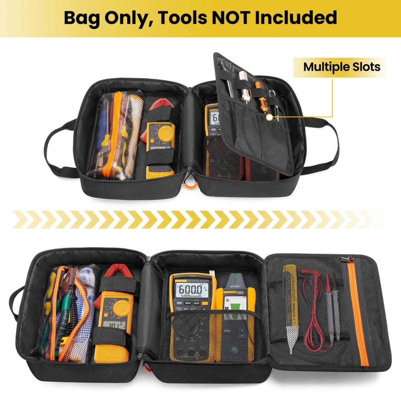 Rexmica Carrying Bag Compatible with Fluke Digital Multimeter/325 Clamp Multimeter, Electric Tester Tool Storage Bag with Multiple Pockets for Electrician (Bag Only) - Image 3