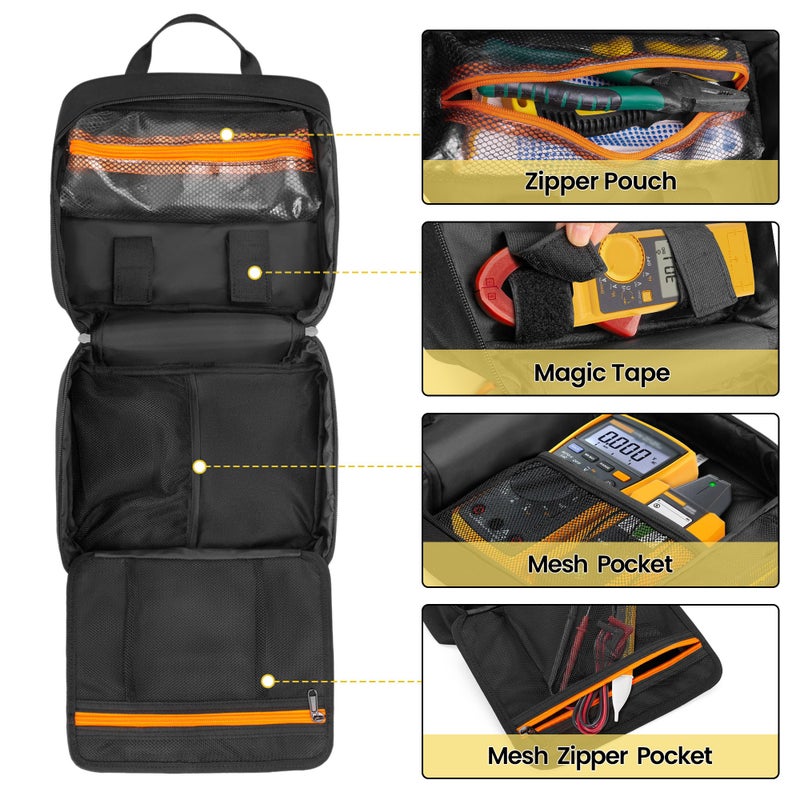 Rexmica Carrying Bag Compatible with Fluke Digital Multimeter/325 Clamp Multimeter, Electric Tester Tool Storage Bag with Multiple Pockets for Electrician (Bag Only) - Image 4