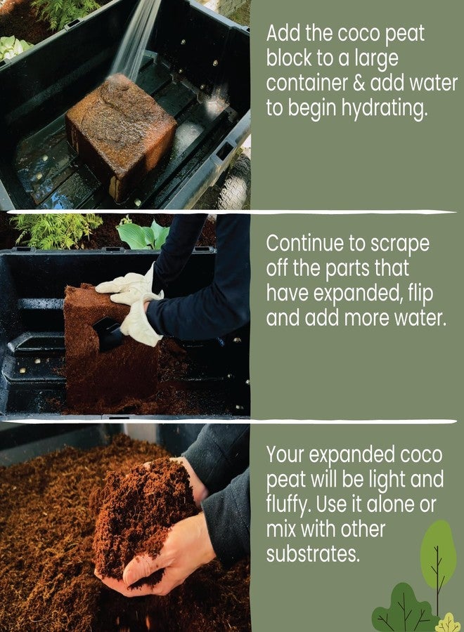 MagJo Naturals 100% Pure Coco Coir (Coco Peat) 11 Pound Block (5kg, OMRI Listed for Organic Gardening, Coconut Coir - Low EC and pH Balance - High Expansion Coco Fiber for Herbs, Flowers, Planting - Image 3