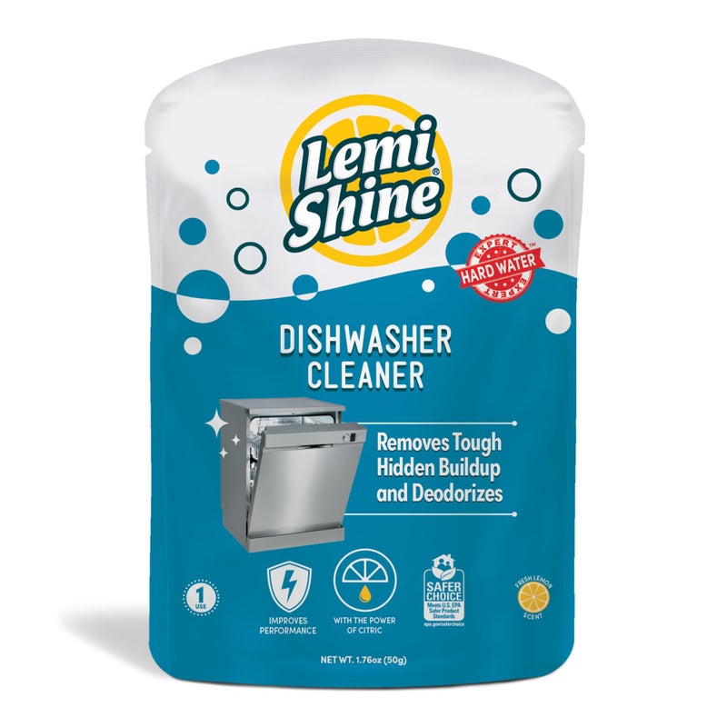 Lemi Shine Natural Dishwasher Cleaner - Hard Water Citric Acid Cleaning Powder - Lemon Scented Eco-Friendly Dishwasher Cleaner & Deodorizer - 1.76 oz - Image 1