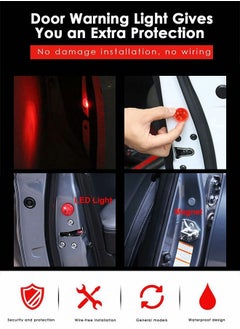 GROIC 4 PCS Universal Wireless Car Door LED Warning Light, Strobe Flashing Anti Collision Signal LED Safety Lamps, Strobe Lights for Anti Rear-end Collision (Red)  - Image 4