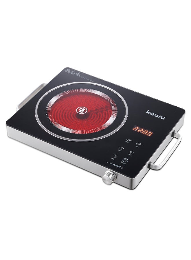 Kawu 2200W Infrared Cooker with Handle: Far-Infrared (No EMF), Digital Display & Touch, 3Hr Timer & 15 Levels, for All Cookware (Iron/Glass/Ceramic), Hot Pot, Soup, Frying, Baking. - Image 1
