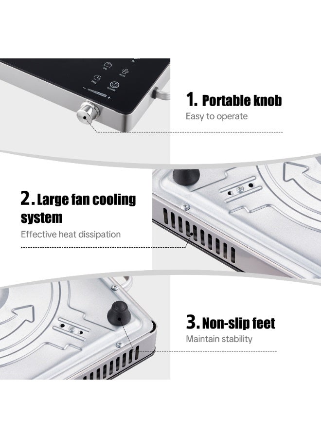 Kawu 2200W Infrared Cooker with Handle: Far-Infrared (No EMF), Digital Display & Touch, 3Hr Timer & 15 Levels, for All Cookware (Iron/Glass/Ceramic), Hot Pot, Soup, Frying, Baking. - Image 5