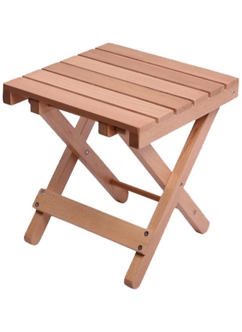 Generic Folding Stool Natural Bamboo Chair Stool for Shaving Foot Rest Shower Picnic Fishing  - Image 1