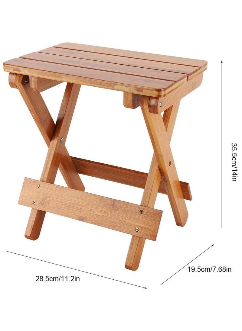 Generic Folding Stool Natural Bamboo Chair Stool for Shaving Foot Rest Shower Picnic Fishing  - Image 2