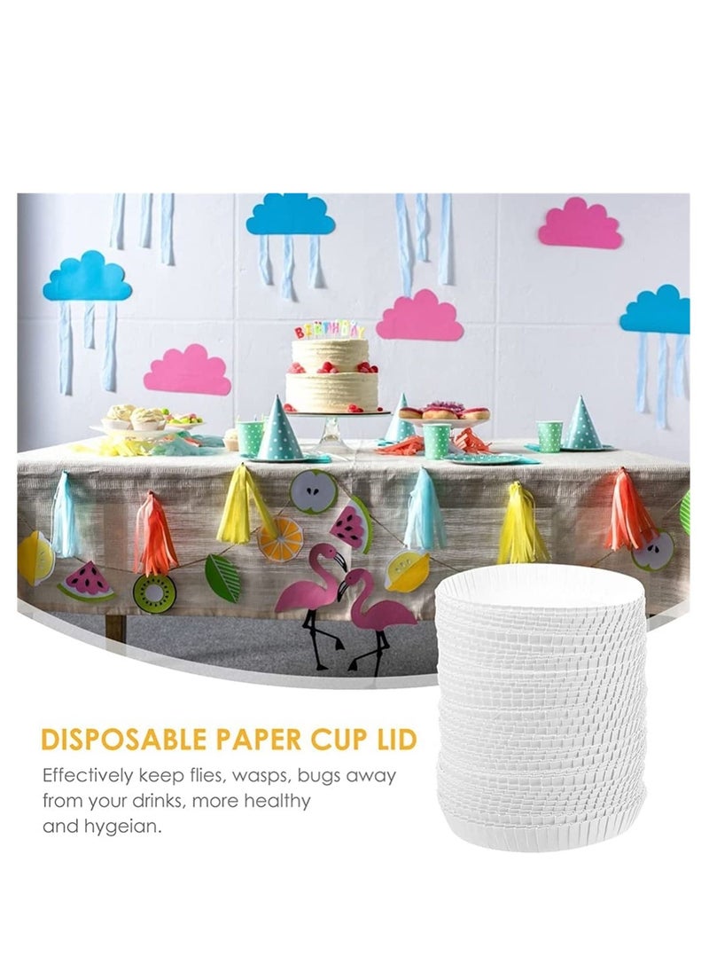 KASTWAVE - 100pcs Disposable Paper Cup Covers, Coffee Tea Cup Covers Recycled Paper Drinking Cup Lids Covers Perfect for Travel Hotel Coffee Bar Parties Wedding Home Kitchen 7.5 X 7.5cm - Image 1
