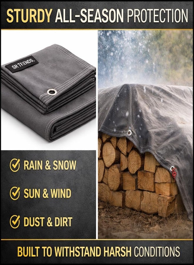 SR TRENDS 1200 GSM Heavy Duty Canvas Tarpaulin | 100% Waterproof Resistance, UV Resistant, Tear Proof Tarp with Reinforced Edges & Eyelets for Truck, Outdoor, Construction (Grey, 6 x 6 FT) - Image 4