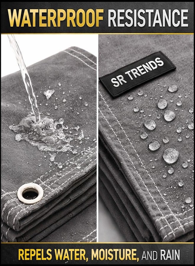 SR TRENDS 1200 GSM Heavy Duty Canvas Tarpaulin | 100% Waterproof Resistance, UV Resistant, Tear Proof Tarp with Reinforced Edges & Eyelets for Truck, Outdoor, Construction (Grey, 6 x 6 FT) - Image 2