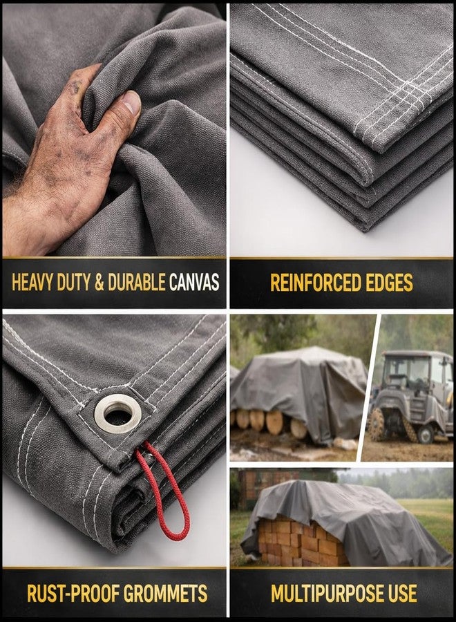 SR TRENDS 1200 GSM Heavy Duty Canvas Tarpaulin | 100% Waterproof Resistance, UV Resistant, Tear Proof Tarp with Reinforced Edges & Eyelets for Truck, Outdoor, Construction (Grey, 6 x 6 FT) - Image 3