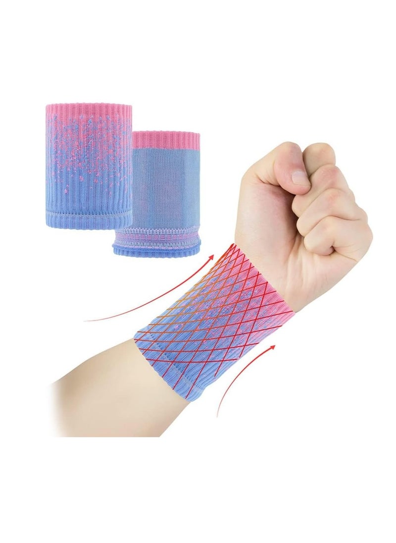 Excefore - Sports Wristbands 10 * 8cm Wristbands Elastic Athletic Wrist Bands, Sweat Wrist Sweatbands Nylon Wrist bands Sweat for Gym Basketball Tennis Running Exercise Moisture Wicking,2 pair - Image 1