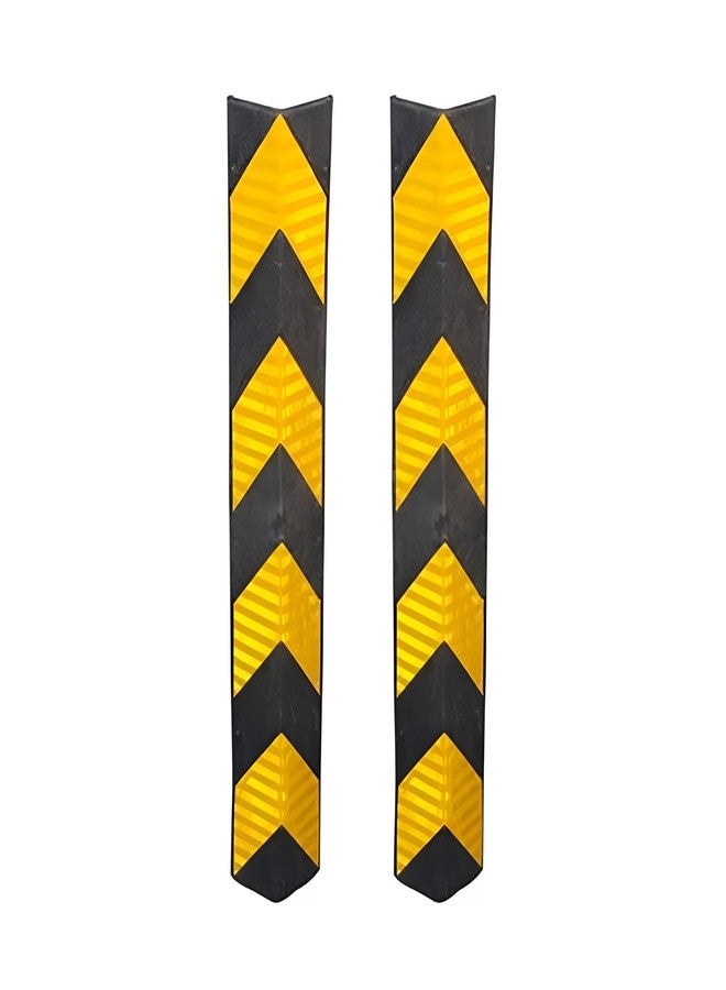 LADWA 800mm Rubber Corner Guard – 2 Pieces L-Shaped Parking Safety Pillar Protector with Yellow Reflective Tape for High Visibility – Durable Wall and Vehicle Protection for Garages & Warehouses - Image 1