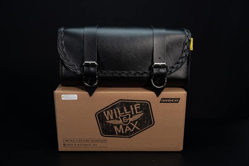 Dowco Willie & Max Braided Series Synthetic Leather Motorcycle Tool Pouch - Black - Image 2