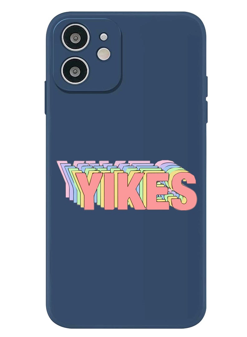 Theodor Protective Slim Fit Case Liquid Silicone Cover with Full Body Protection Anti-Scratch Shockproof Case For iPhone 12 Blue  - Yikkes-01 - Image 1