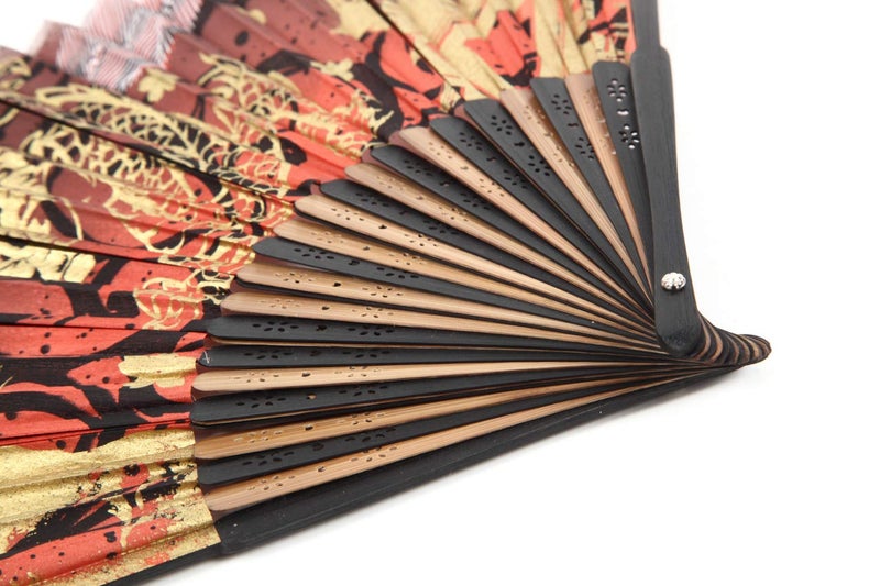 Terra Distribution Folding Fan [Japan Import] Hand Fans for Women Foldable, Japanese Fan, Unique Design, Handmade Bamboo, Silk Fan, 8.6" (22cm), Abanicos de Mano (320 (Tiger, Dragon, Castle)) - Image 4