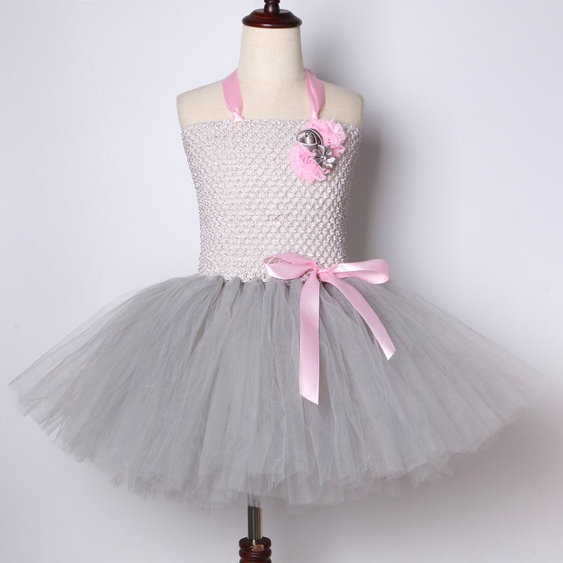 Gray Cartoon Little Mouse Tutu Skirt Kidsren'S Mesh Dress Girls' Holiday Party Clothing For Young Kidsren - Image 3