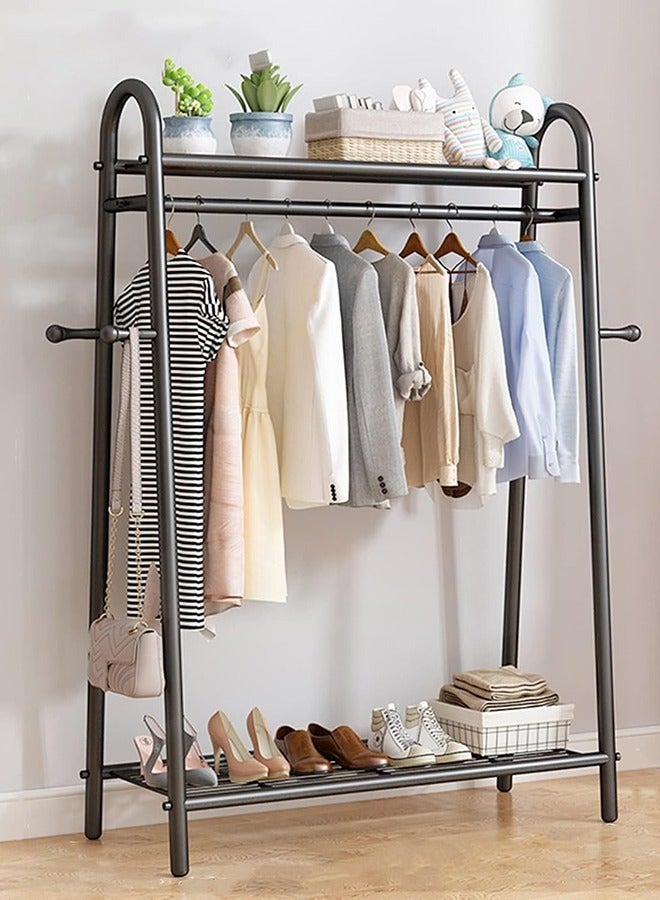 RollsTimi  Exquisite Clothes Rail Rack Multi Functional Single Pole Clothing Rack Portable Coat Organiser Metal Garment Hanging Rails Black - Image 1