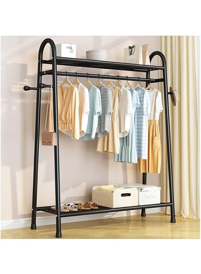 RollsTimi  Exquisite Clothes Rail Rack Multi Functional Single Pole Clothing Rack Portable Coat Organiser Metal Garment Hanging Rails Black - Image 2