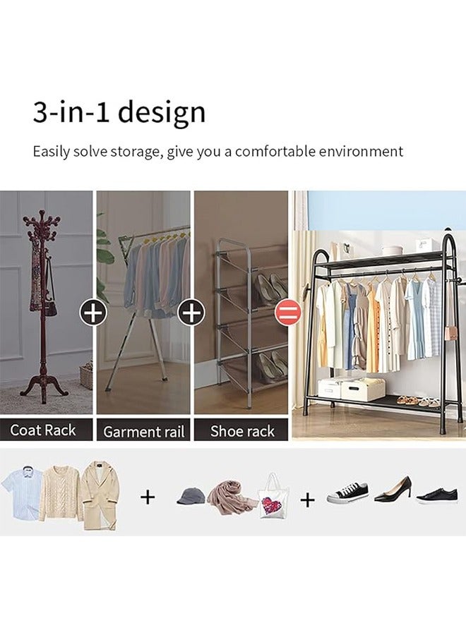 RollsTimi  Exquisite Clothes Rail Rack Multi Functional Single Pole Clothing Rack Portable Coat Organiser Metal Garment Hanging Rails Black - Image 5